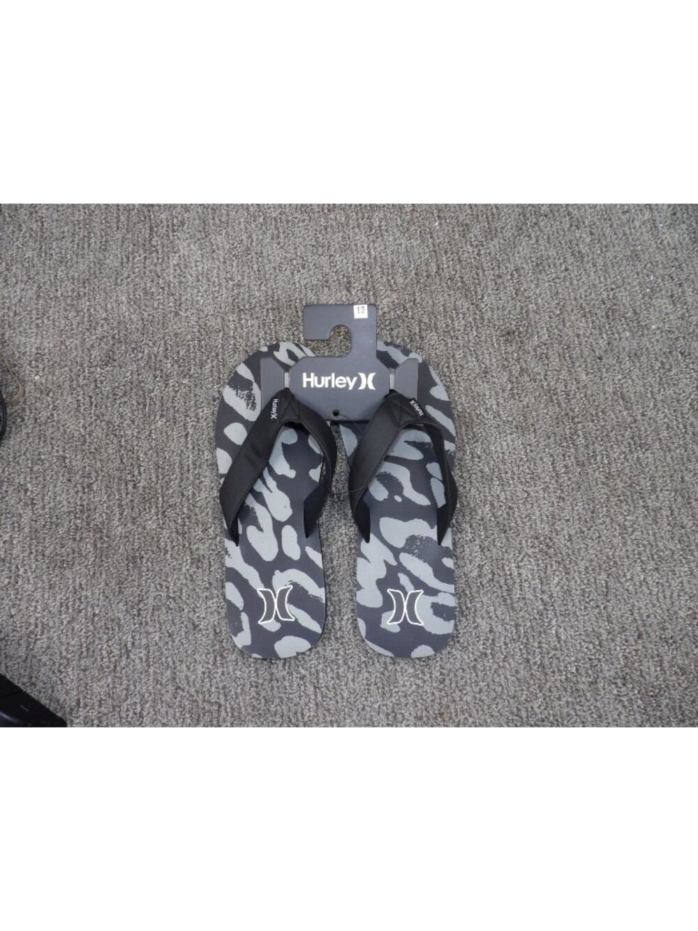 Hurley Mens Flip Flops Size 13 Black & Gray Camo Pattern Casual Beach Sandals